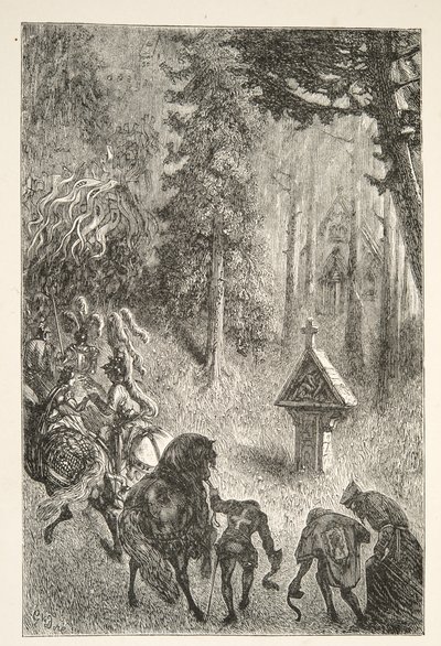 Escorting Guenever fra Cameliard, fra Stories of the Days of King Arthur av Charles Henry Hanson, pub.1898 av Gustave Dore