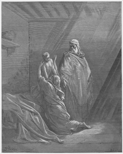 Gustave Dore Bibelen: Elias oppdrar sønnen til enken i Sarfat av Gustave Dore