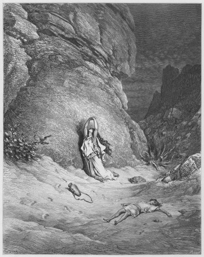 Gustave Dore Bibelen: Hagar og Ismael i ørkenen av Gustave Dore