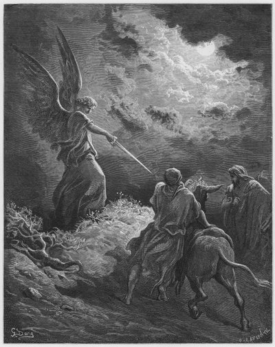 Gustave Dore Bibelen: Engelen som viser seg for Bileam av Gustave Dore