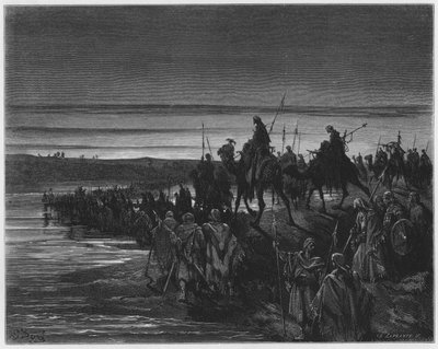 Gustave Dore Bibelen: Israels barn krysser Jordan av Gustave Dore