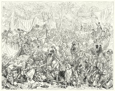 Gustave Dores Don Quijote: "Don Quijotes ankomst ved bryllupet til Camacho og Quiteria" (gravering) av Gustave Dore