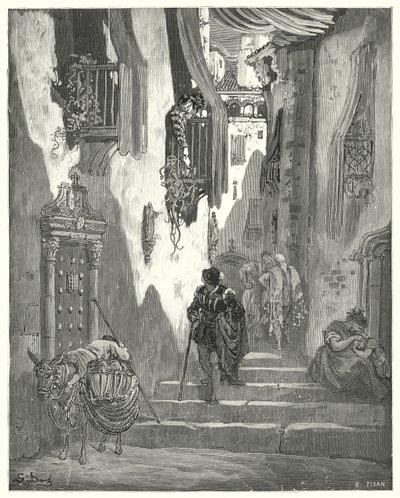 Gustave Dores Don Quijote: "Han fikk overført en rekke kjærlighetsbrev til meg, alle fulle av de ømmeste uttrykk" (gravering) av Gustave Dore