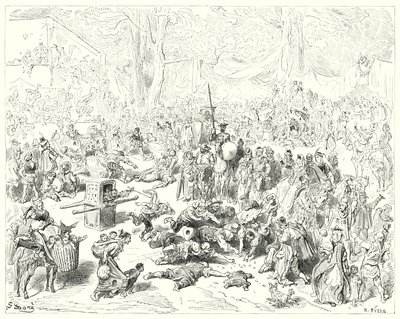 Gustave Dores Don Quijote: "Stakkars Sancho fulgte sin herre med et tungt hjerte" (gravering) av Gustave Dore