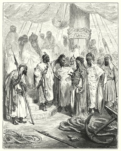 Gustave Dores Don Quijote: "De kuttet hodet av ham og brakte det til den tyrkiske generalen" (gravering) av Gustave Dore