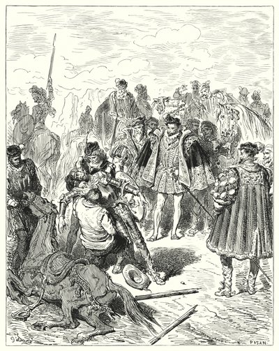 Gustave Dores Don Quijote: "De fant ham blek og kaldsvette" (gravering) av Gustave Dore
