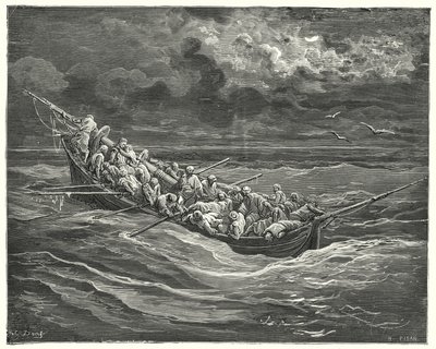 Gustave Dores Don Quijote: "Zoraida gjemte alt dette mens ansiktet hennes, for at hun ikke skulle se faren sin" (gravering) av Gustave Dore