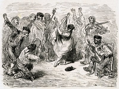 Illustrasjon til «Voyage en Espagne» skrevet av Charles Davillier, utgitt i 1866 (gravering) av Gustave Dore