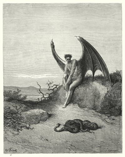 Illustrasjon av Gustave Dore for Miltons Paradise Lost, bok IX, linje 182, 183 av Gustave Dore