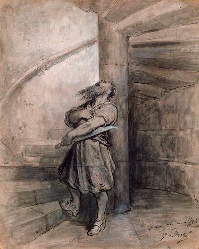 Illustrasjon for eventyret Bluebeard av Charles Perrault, før 1862. av Gustave Dore
