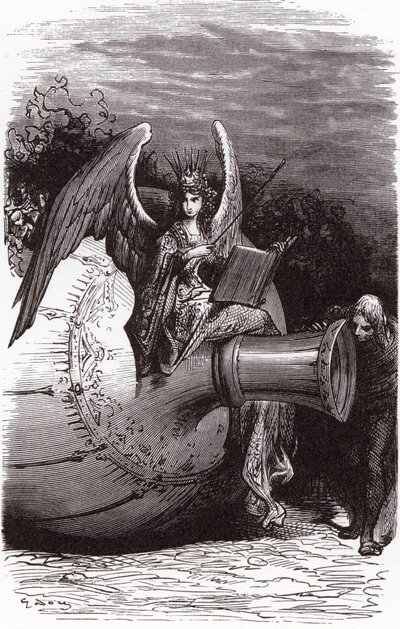 Illustrasjon av Gustave Dore til Francois Rabelais#39; komplette verk: dykkerflasken (femte bok) av Gustave Dore