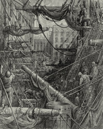 I London Docks. Gravering: Gustave Doré. Fra: quot;London - A Pilgrimagequot;, tekst av WB Jerrold, gravert C. Maurant, 1872. av Gustave Dore