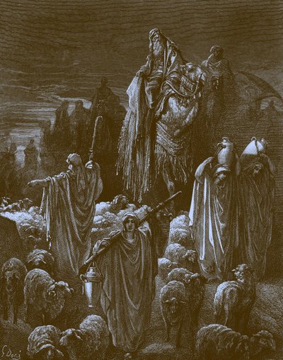 Jakob på reise til Egypt, av Doré - Bibelen av Gustave Dore