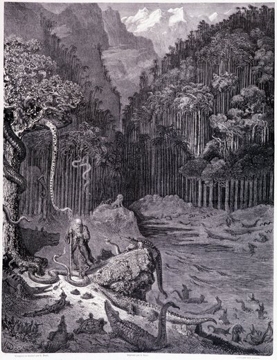 Jeg så i Amerika... planke XI - Illustrasjon av Gustave Dore (1832-1883), for La legende du Jeif wandering av Pierre Dupont, utgave Librairie du Magasin Picturesque, Paris 1862 av Gustave Dore