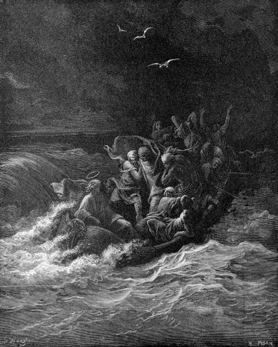 Jesus stiller stormen av Gustave Dore