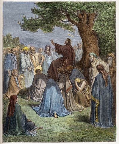 Jesus forkynner for mengden - Jesus forkynner for mengden - Jesus forkynner for mengden - - gravering i "The Bible illustree" av Gustave Dore (1832-1883) - Gravering fra "" The Dore Bible"" av Gustave Dore