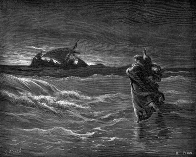Jesus går på vannet av Gustave Dore