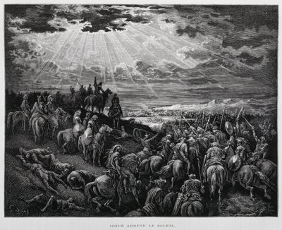 Joshua får solen til å stå stille, Illustrasjon fra Dore-bibelen av Gustave Dore