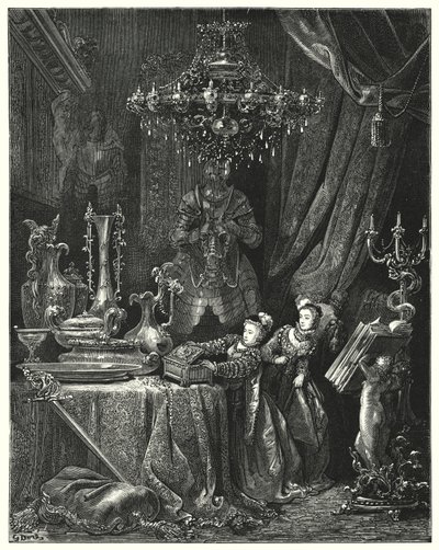 Det blå skjegget; Blått skjegg (gravering) av Gustave Dore