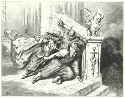 Det blå skjegget; Blått skjegg (gravering) av Gustave Dore