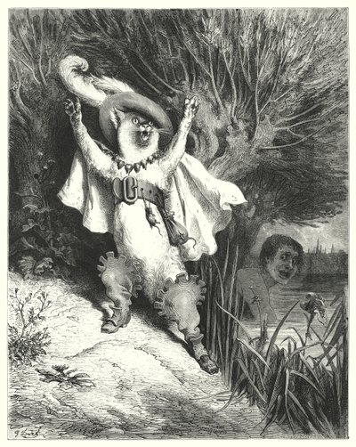 Mesterkatten eller puss i støvler; Puss In Boots (gravering) av Gustave Dore