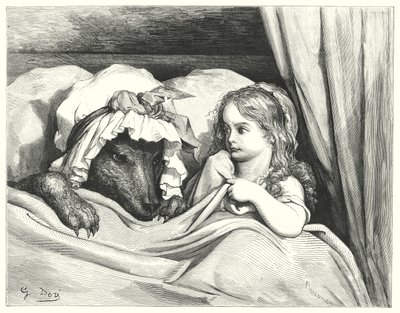 Le Petit Chaperon Rouge; Rødhette (gravering) av Gustave Dore