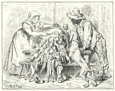 Tom Tommel; Hop-O'-My-Thumb (gravering) av Gustave Dore