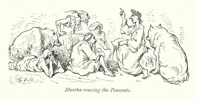 Martha vekker bøndene (gravering) av Gustave Dore