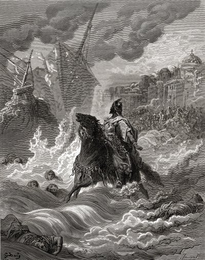 Mohammed II (1432-81) før Konstantinopel i 1453, illustrasjon fra 