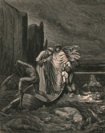 Læreren min vismann klar over, støt ham tilbake, c1890. av Gustave Dore