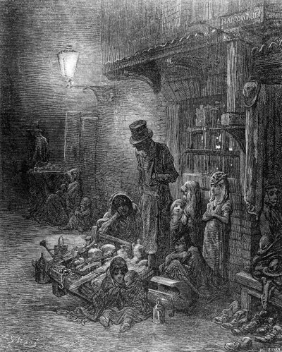 Utenfor Billingsgate, utsikt over Harrow Alley, fra 