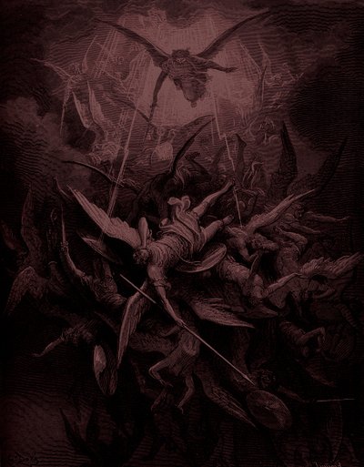Paradise Lost: Fall of the rebel angels, artist Doré av Gustave Dore