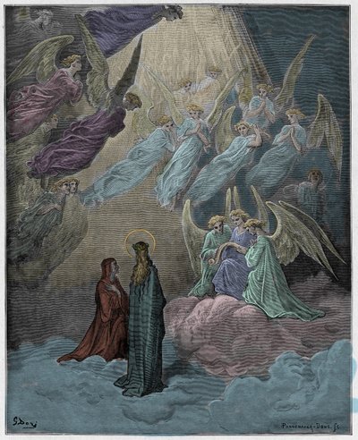 Paradiso, Canto 21 : De lysende sjelene synger, illustrasjon fra "The Divine Comedy" av Dante Alighieri, 1885 av Gustave Dore