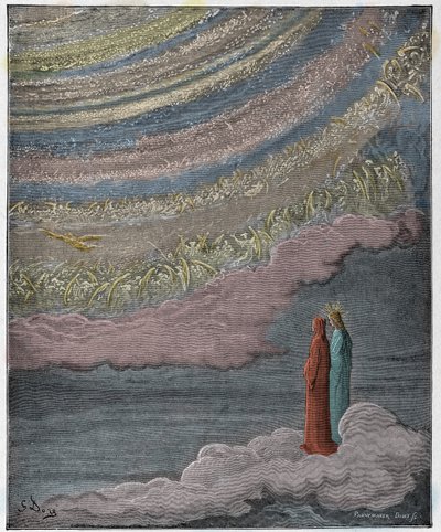 Paradiso, Canto 28: Himmelens glitrende hær, illustrasjon fra "The Divine Comedy" av Dante Alighieri, 1885 av Gustave Dore