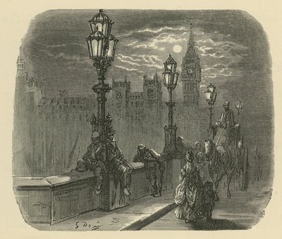 Folk og vogner på Westminster Bridge av Gustave Dore