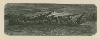 Folk på dekket av en båt på Themsen av Gustave Dore