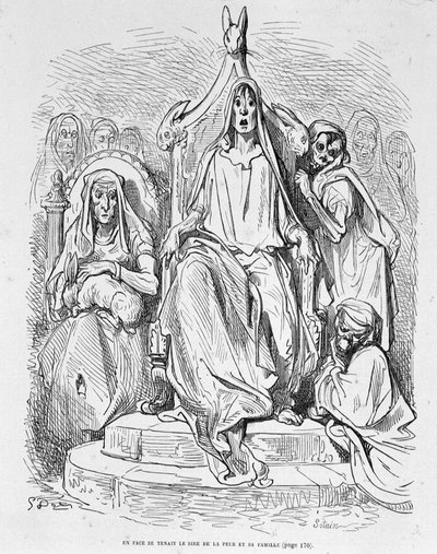 Personifisering av frykt og hans familie av Doré av Gustave Dore