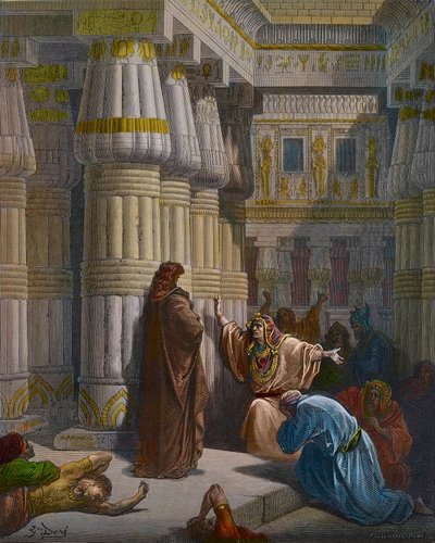 Farao påkaller Moses av Gustave Dore