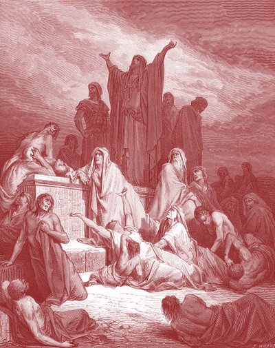 Jerusalems pest, gravering av Doré. - Bibelen av Gustave Dore