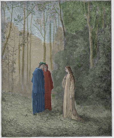 Purgatorio, Canto 5: Dante snakker med Pia de Tolomei av Gustave Dore