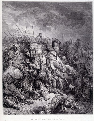 Richard Løvens hjerte i slaget ved Arsur - gravering av Gustave Doré av Gustave Dore