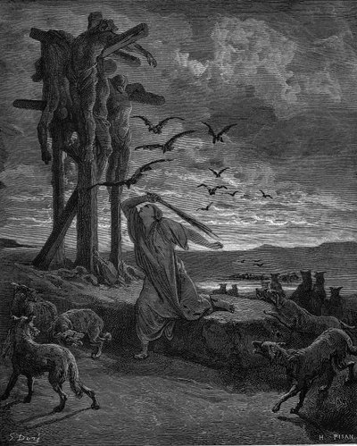 Rizpah, kong Sauls medhustru, 1866 av Gustave Dore