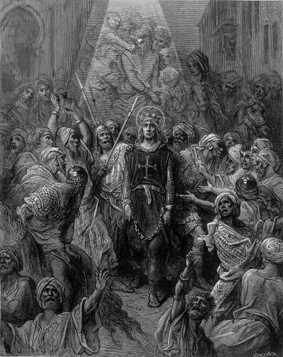 Saint Louis tatt til fange i Mansoura, under det 7. korstoget i 1250 - gravering av Gustave Doré av Gustave Dore