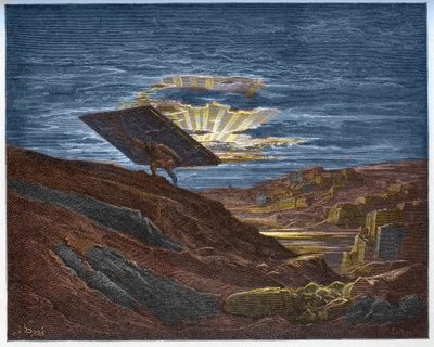Samson carries the Gates of Gaza - Samson removing the gates of Gaza - - Engraving in “The Bible illustree” by Gustave Dore (1832-1883) - Engraving from “” The Dore Bible”” av Gustave Dore