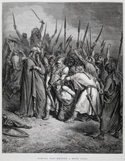 Samuel dreper Agag, illustrasjon fra Dore-bibelen av Gustave Dore