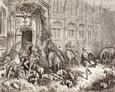 Scene fra Tornerose av Charles Perrault. Fra El Mundo Ilustrado, utgitt Barcelona, ca 1880. av Gustave Dore