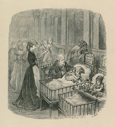 Scene fra et sykehus i London av Gustave Dore