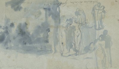 Skisser av mennesker, inkludert en naken kvinne av Gustave Dore