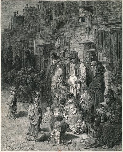 Slums of London, av Gustav Dore, Gravering av Gustave Dore