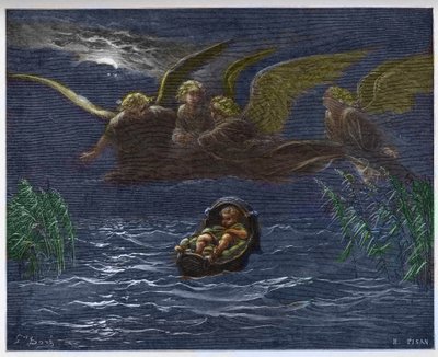 The Child Moses on the Nile surrounded by the Guardian Angels - av Gustave Dore